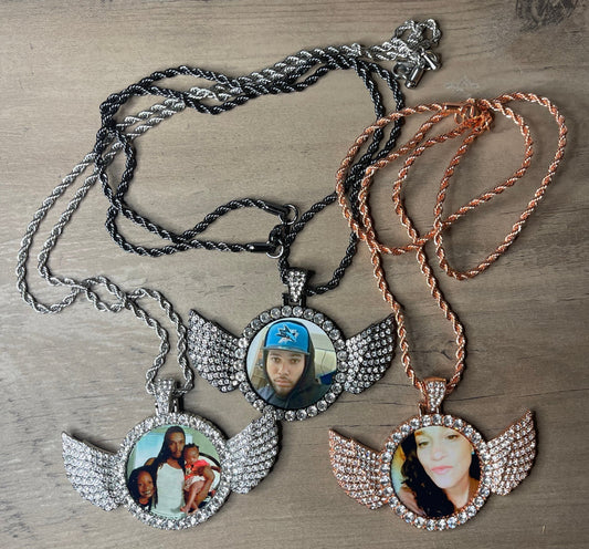 Personalized Angel Wing Pendant Necklaces