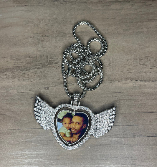 Personalized Heart Wing Pendant Necklaces